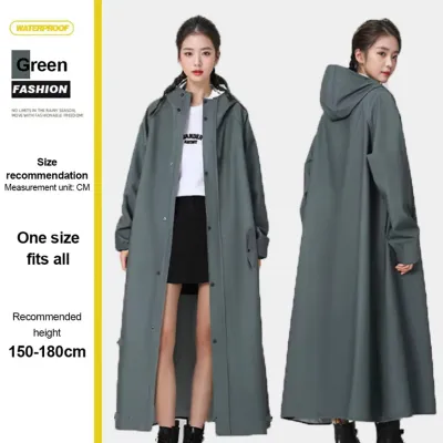 Raincoat for Motorcycle Rider Waterproof Rubberized PVC Heavy Duty Makapal One Piece Poncho Set for Men Women Japan Original Raincoat Adult High-neck Snap Button and Zipper Adjustable Hood Wear-Resistant Outdoor Rain Gear