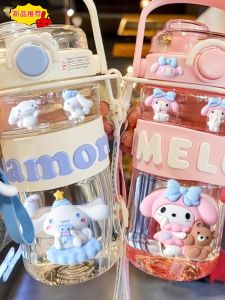 Kurokos Childrens Water Bottle Tritan Straw Cup School Specialty Student Double Drink Cup Cute Cartoon Design Insulated Cup