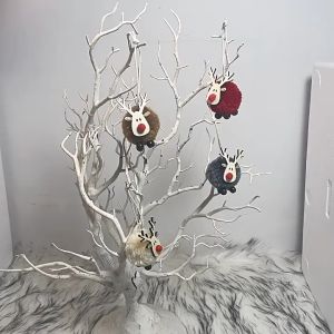 CPY Christmas Felt Wooden Elk Ornaments Xmas Tree Hanging Pendants  Mini Cute Deer Dolls Craft KidsGifts