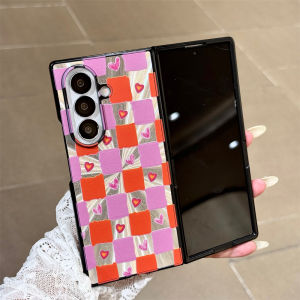 Love Heart Glitter Aurora Phone Case For Samsung Z Fold 7 6 zfold 5 4 3 5G Shockproof Bumper Acrylic Protection Back Cover