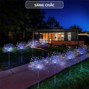 Đèn Pháo Hoa Năng Lượng Mặt Trời Ngoài Trời Chống Nước 8 Chế Độ Chiếu Sáng 90-200LED Dây Đèn Cổ Tích Cho Giáng Sinh Con Đường Bãi Cỏ Trang Trí 1/2/4 Chiếc