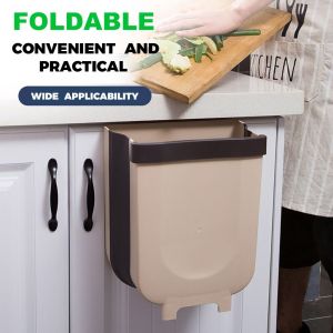 Folding Waste Bin Kitchen Cabinet Door Hanging Trash Bin Can Wall Mounted Trashcan for Bathroom Toilet Waste Storage