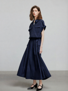 Toyouth | Workwear Style Wide Shoulder Turn-Down Collar Shirt Skirt Set Female