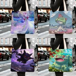Bandai | Pokemon Umbreon Storage Bags Tote Bag Travel Summer Beach Shoulder Bag Reusable Grocery Shopping Bag Anime Artwork