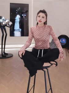 BINKAFENNY | Pink Polka Dot Mesh Long Sleeve Sun Protection T-Shirt Women Summer Chic Sweet And Spicy Short Style Cover Up Top