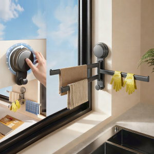 FAJIENUO | Suction Rotating Kitchen Towel Rack Drainage Multiple Hanging Rods
