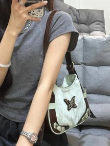 Azure Summer Beautiful Butterfly Bag Female 2024 New Arrival Niche Style Fashion Color Contrast Underarm Bag High Quality Crossbody Bag