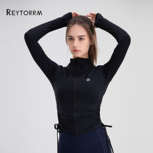 Reytorrm Jaket Latihan Lengan Panjang Jaket Latihan Yoga / Kebugaran Atasan Jaket Kurus yang Dapat Disesuaikan (WT002)