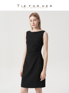 Formal Black Waist-Cinching Sleeveless Slimming Dress