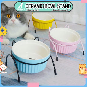 Rennas Ceramic Cat Bowl With Stand Ceramic Dog Food Bowl With Stand Cat Food Bowl For Cat Dog Bowl