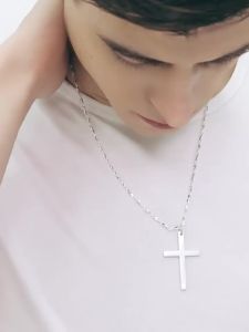 SHISHANGMEIDI | Heavy Silver Men Cross Pendant Necklace