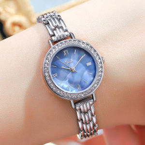 Fashionable round Quartz Alloy Bracelet Waterproof Womens Watch Casual Style Jewelry Clasp Steel Band National Warranty