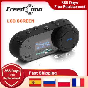 FreedConn Bluetooth Xe Máy Liên Lạc Nội Bộ Mũ Bảo Hiểm Tai Nghe Không Dây Xe Máy Đầu Interphone Màn Hình LCD FM Tai Nghe Chụp Tai