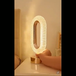 Keycool LED Crystal Table Lamp 3 Color Dimmable Touch Night Light USB Powered Oval Crescent Moon Lamp Home Bedroom Decor Gift