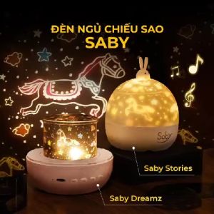 Đèn ngủ chiếu sao Saby Dreamz loa bluetooth Saby Stories tấm phim chiếu Ngựa bay đèn chiếu trần đa dạng lựa chọn phim chiếu BH 12 tháng