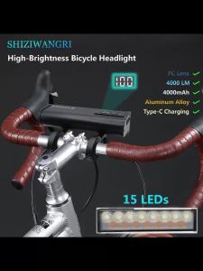 15*LED Bicycle Light Bike Headlight 4000mAh USB Rechargeable Electric Quantity Display Highway Bicycle Light Accessories
