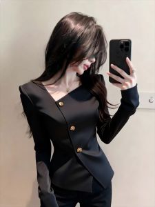 Elegant Luxurious Anti-aging Womens Black Shirt