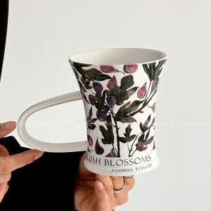 ถ้วยกาแฟกระดาษแข็งความจุขนาดใหญ่ Oranges Limited Edition Blue Oil Painting Tulip ถ้วยน้ำดื่ม ถ้วยเช้า เครื่องประดับตกแต่งบ้าน