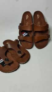Sandal Casual Tali Pria Sandal Strap Quiks1lver Coklat Muda Jepit Tali 2 Kulit Sintetis Harian Ootd Birken Fashion Liburan Anti Slip