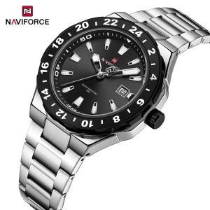 NAVIFORCE Original Mens Watch Calendar Quartz Stainless Steel Strap Zinc Alloy Watch Case Luminous Pointer 30m Waterproof Mens Personalized Casual Watches NF9249