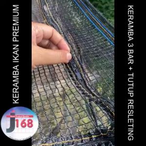 KERAMBA PREMIUM - Keramba Ikan waring jaring RK 3 bar siap pakai dengan tutup resleting berbagai macam ukuran