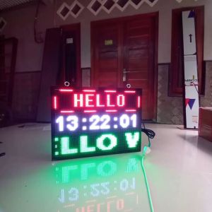 Led running text 70cmx55cm 2 sisi depan belakang outdoor