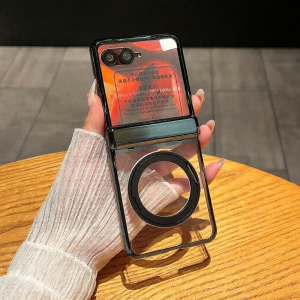 Ốp Lưng Ultra Mỏng Trong Suốt Phantom Cho Điện Thoại Motorola Razr60 Ultra Có Đế Đứng Quay Được Và Bảo Vệ Trục Giữa