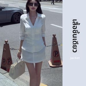 YUEZHONGWEI | เสื้อเชิ้ตผู้หญิงคอโปโลแขนยาวทรงหลวมสไตล์เกาหลี ผ้าลินินบางป้องกันแสงแดด สไตล์เกาหลี ฤดูร้อน 2025