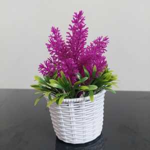 Bunga Plastik Hias Pajangan pot Tanaman Dekorasi pohon Bonsai Lavender