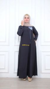 Abaya Terbaru Lebaran 2025 Sempolo Bahan Jersey Livina Premium Bordir Busui Lengan Karet LD 105-145
