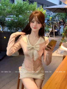 Xzy/Xin Zhengyan Slightly Oversized Girls Sweet Doll Collar Bows Shirt Womens Autumn Age-Reducing Pink Long Sleeve Tops