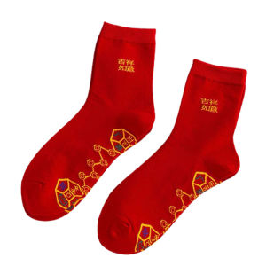 Tất Ống Giữa Màu Đỏ May Mắn Cho Đám Cưới Năm Mới Tất Ống Giữa Phong Cách Thường Ngày Cho Nam Và Nữ Tất Ống Giữa Quanh Năm