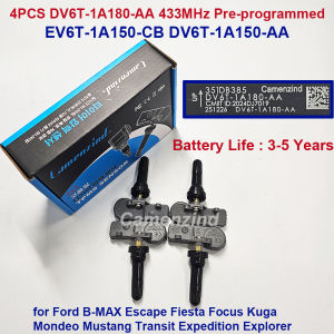 4Pcs DV6T1A180AA EV6T1A150CB DV6T1A150AA DV6T-1A180-AA 433MHz TPMS Sensor for Ford B-MAX Escape Fiesta Focus Kuga Mondeo Mustang