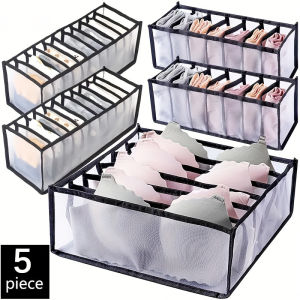 3/5PCS Foldable Underwear Drawer Organizers with 6/7/11 Grids Closet Storage Box for Bra Panties Socks Home Mesh Storage Bags