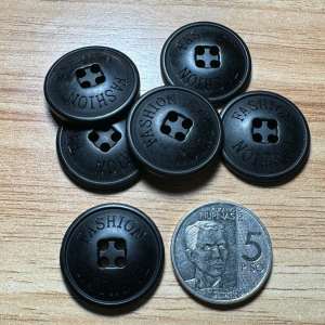 1530 Button | 6pcs. QQ 4Hole Matt Black Buttons 25mm DIY Craft Sewing by Lucky888
