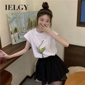 Ielgy vest nữ in hoa tulip màu trắng không tay phong cách Hàn Quốc lỏng lẻo thiết kế cảm giác thích hợp tất cả các trận đấu hàng đầu giản dị
