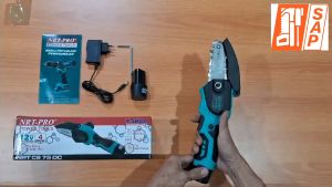 NRT-PRO CS 75 DC Mesin Cordless Mini Chainsaw 12V 4 Inch Gergaji Rantai Potong Kayu Chain Saw Gerinda Baterai Batre CS75 CS75DC 75DC