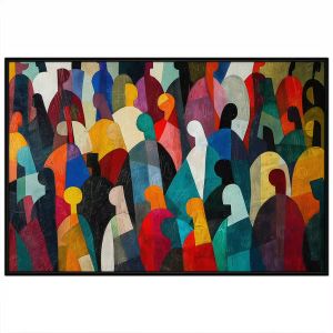 Tranh trừu tượng người sức mạnh của cộng đồng chủ đề bảo vệ môi trường.Tranh treo tường dán tường.CGI-1100