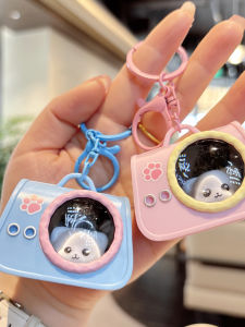 Cute Cat Bag Keychain Atmosphere Light Key Ring Spacecraft Design Creative Gift Universal Appeal Plastic Construction 5cm Size