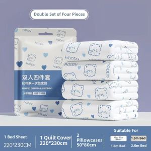 Disposable Bed Sheet Cover Pillowcase Travel Three-Piece Set Double Thick Hotel Vacuum Pack Dirty Proof