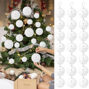 30PCS White Christmas Balls Decoration Mini Foam Round Hanging Pendant Ball Ornaments for DIY Home New Year Party Decor