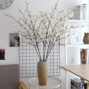 4Fork Cherry Blossom Artificial Flowers Silk Long Branch Sakura Fake Flower Wedding Celebration Arch Home Outdoor Garden Decor