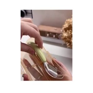 [HCM] Muỗng ăn dặm cho bé bằng thép không gỉ 4 màu dễ thương 14.7x3cm-CA666