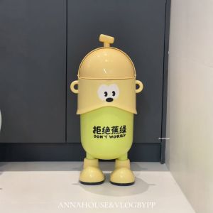 Creative Home Use Trash Can with Lid 100 Pieces High Aesthetic Value Tall Footed Paper Basket Rejecting Anxiety New Home Essentials