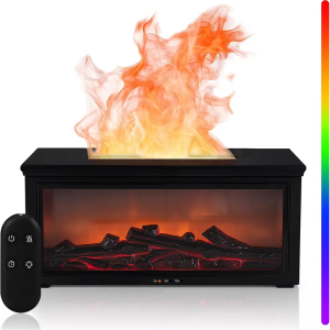 Eseential Oil Diffuser Fireplace Flame Oil Diffuser - Aromatherapy Aroma Humidifier Upgrade 7 Flame Colors Noiseless 280ml