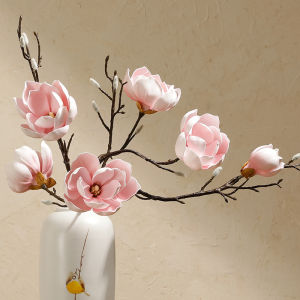 Zen Classic Artificial Flower Arrangement with Lotus Flower Design Decorative Silk Flower Vase for Home Decor