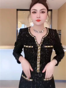 Elegant Beaded Womens Dress Noble Lady Style Autumn New Arrival High-End Sensation Long Sleeve Commute Friendly Other Material