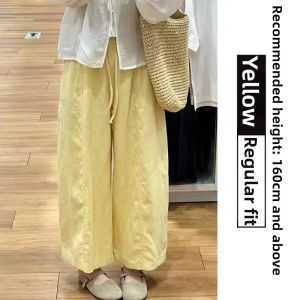 LANMENGYA | Summer Light White Linen Cropped Pants High Waist Flowy Wide Leg