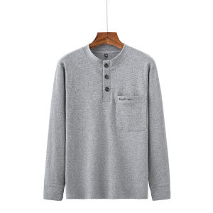 TIANJIANG | Thin Cotton Long Sleeve T-Shirt for Men with Standing Collar