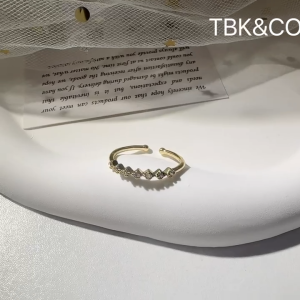 TBK 18K Gold Cubic Zirconia Fashion Adjustable Ring Accessories For Women Hypoallergenic 27R